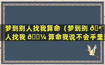 梦到别人找我算命（梦到别 🪴 人找我 🐼 算命我说不会手里还在画圈啥意思）